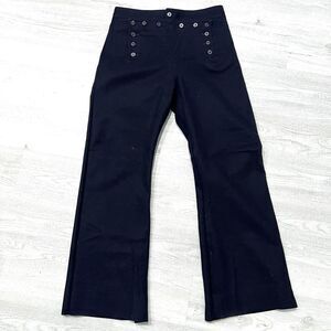 VTG 70s Flap Front US Navy Sailor Pants Wool Wide Leg Flare Tie Back Jack 32R